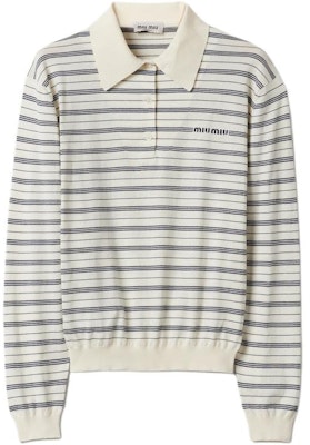 (W) MIU MIU Baju Polo Lengan Panjang Berjalur Gading dengan Logo dan Butang. MML951-140V-F0304-S-OOO Buy (W) MIU MIU Baju Polo Lengan Panjang Berjalur Gading dengan Logo dan Butang. MML951-140V-F0304-S-OOO