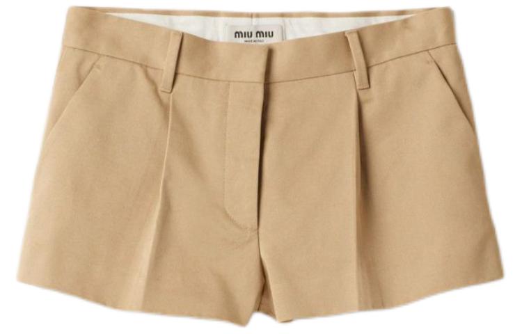(Women) MIU MIU  Khaki Zip-Up Casual Shorts MP1676-1UPX-F0065-S-232