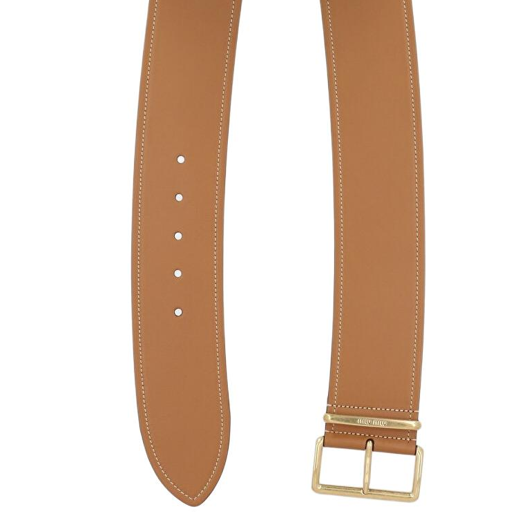 Lookbook (Women) MIU MIU  Leather Belt Brown 6CM with Logo Design. 5CC5892E6YF098L