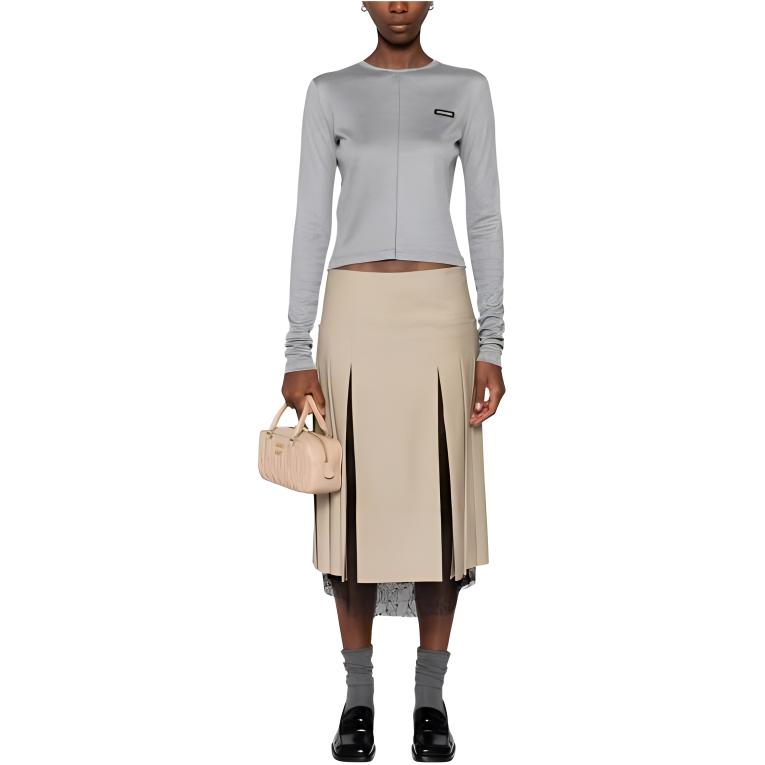 Lookbook (Women) MIU MIU  Letter Print Zip-Up Long-Sleeve Jacket in Gray. MT2027-13WN-F0031-S-OOO