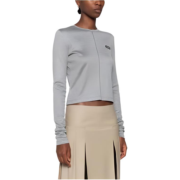 Purchase (Women) MIU MIU  Letter Print Zip-Up Long-Sleeve Jacket in Gray. MT2027-13WN-F0031-S-OOO