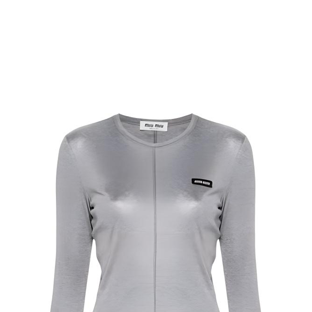 Details for (Women) MIU MIU  Letter Print Zip-Up Long-Sleeve Jacket in Gray. MT2027-13WN-F0031-S-OOO