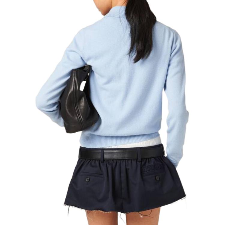 Purchase (W) MIU MIU Kardigan Rajut Lengan Panjang Cetak Huruf Biru Muda. MMF890-13S1-F0012-S-OOO