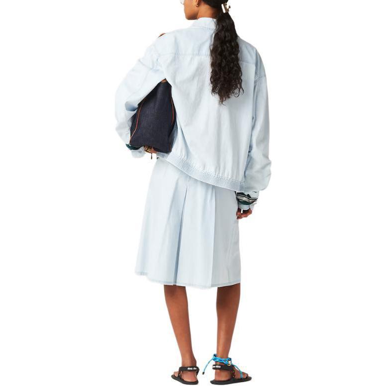 Shop (Women) MIU MIU  Light Blue Loose Fit Logo Zip-Up Jacket. GWB205-14UT-F0076-S-OOO