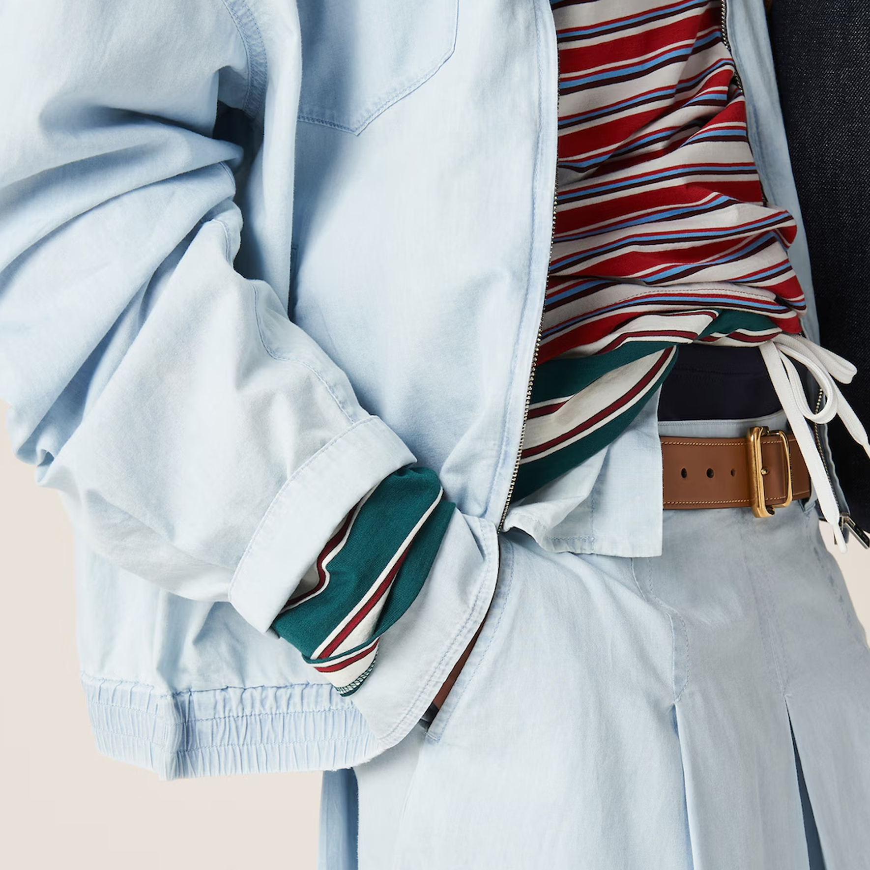 Details for (Women) MIU MIU  Light Blue Loose Fit Logo Zip-Up Jacket. GWB205-14UT-F0076-S-OOO