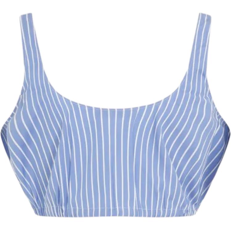 Lookbook (W) MIU MIU Blaus Biru Muda Tanpa Lengan dengan Sulaman Logo. MT1956-15PI-F0013-S-OOO