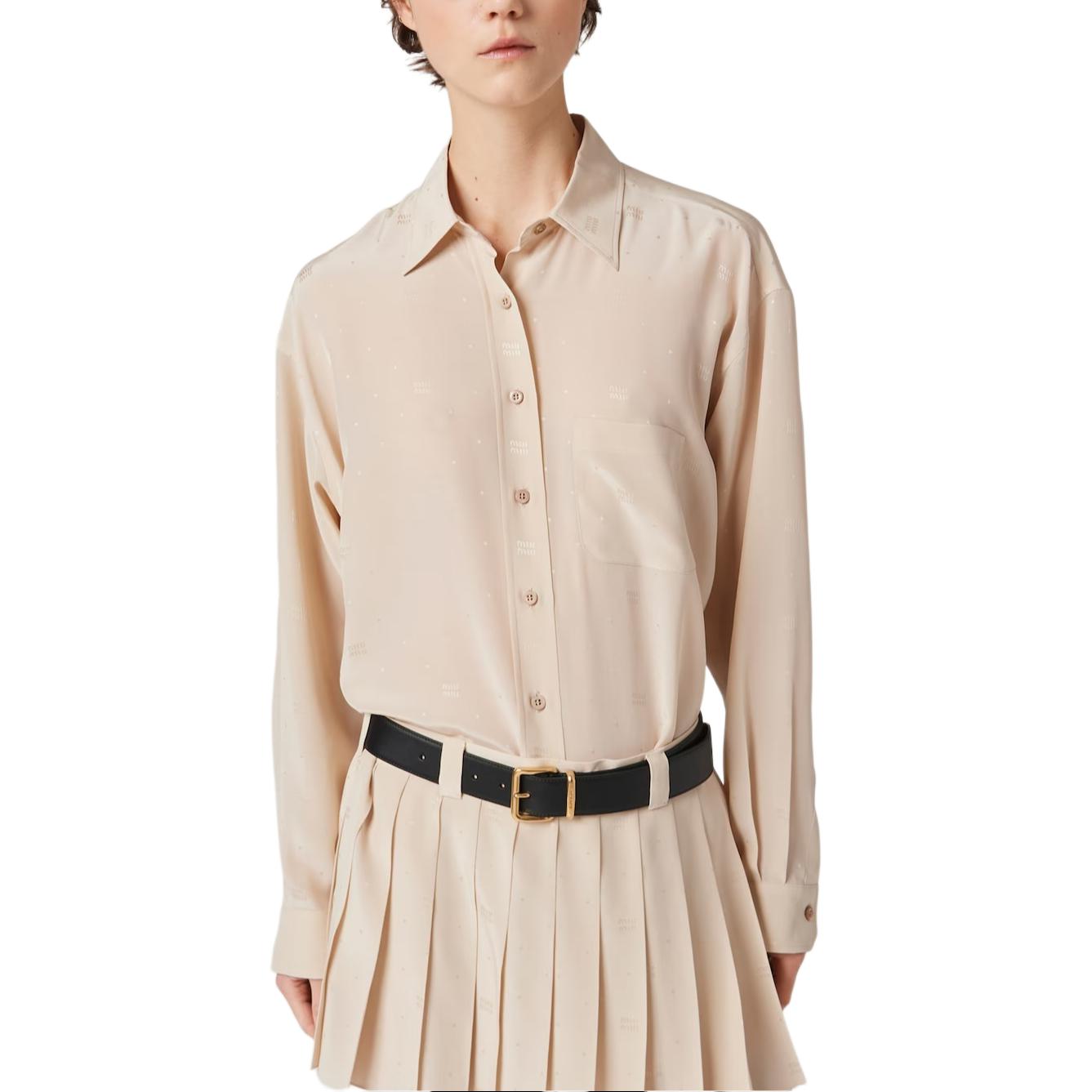 (Women) MIU MIU  Light Brown Long Sleeve Shirt with Classic Collar. MK1838-14BK-F0627-S-OOO 圖 3