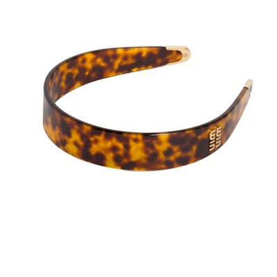 (Women) MIU MIU Logo Acrylic Headband Gold/Honey/Tortoiseshell. 5IH0682CPX