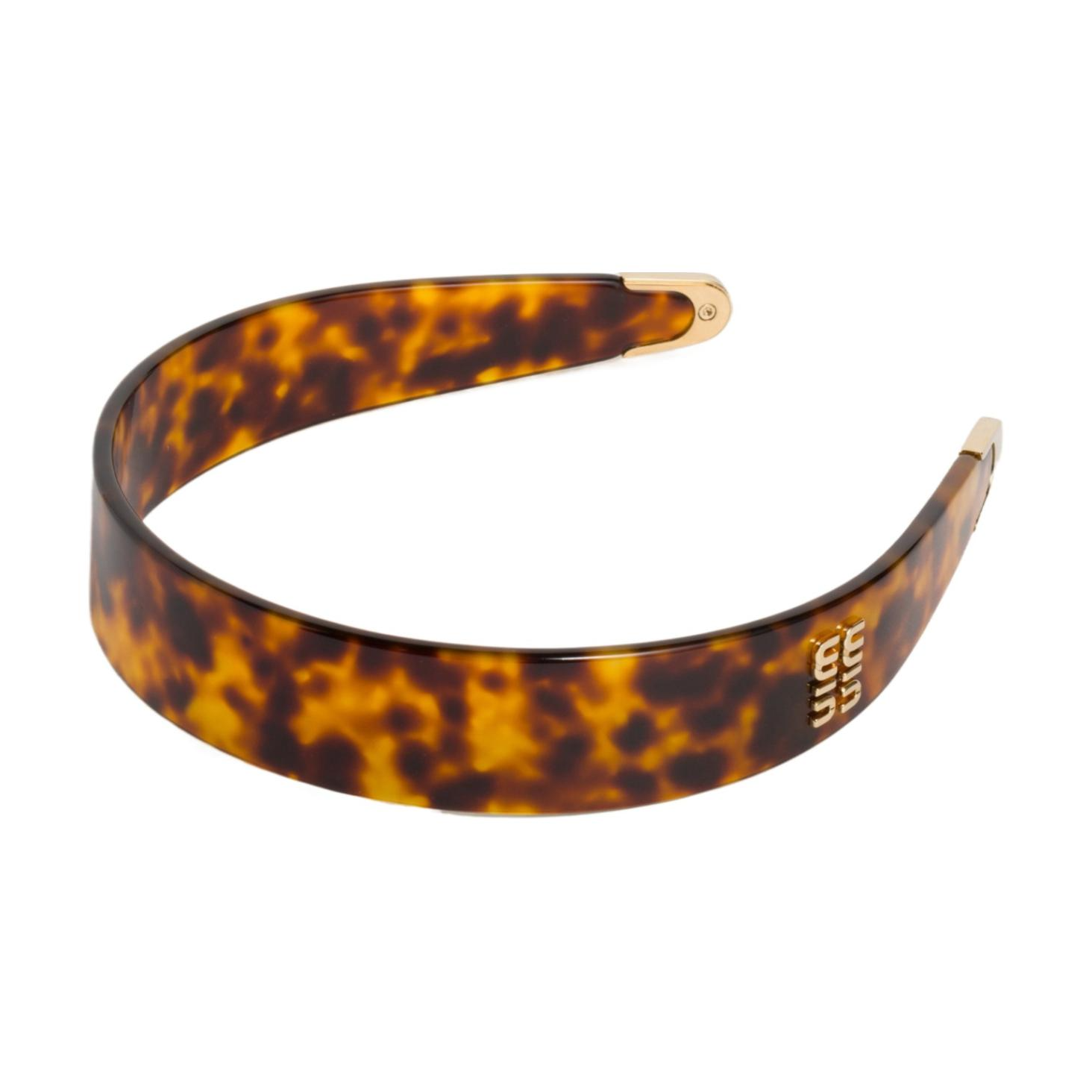 Order (W) MIU MIU Diadema Acrílica con Logo Oro/Miel/Caparazón de Tortuga. 5IH0682CPX