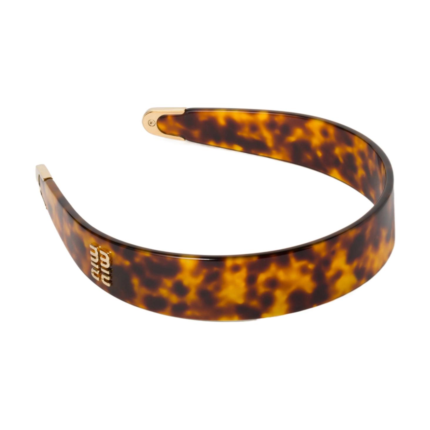 Lookbook (W) MIU MIU Diadema Acrílica con Logo Oro/Miel/Caparazón de Tortuga. 5IH0682CPX