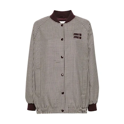 (Women) MIU MIU Logo Applique Long-Sleeve Jacket Bordeaux Red ML1089-15Q5-FOVA5-S-OOO