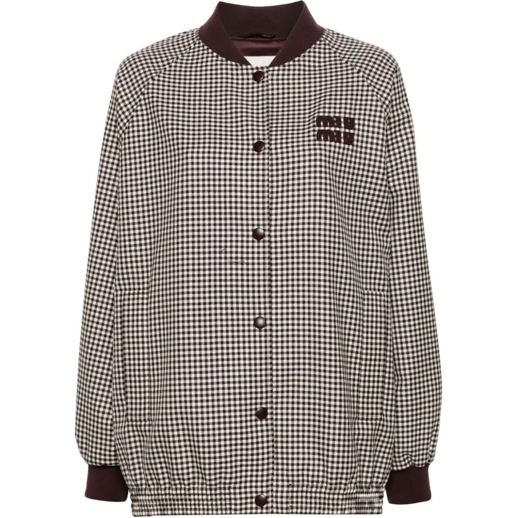 Order (Women) MIU MIU  Logo Applique Long-Sleeve Jacket Bordeaux Red ML1089-15Q5-FOVA5-S-OOO