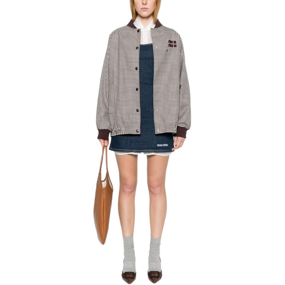 Lookbook (Women) MIU MIU  Logo Applique Long-Sleeve Jacket Bordeaux Red ML1089-15Q5-FOVA5-S-OOO