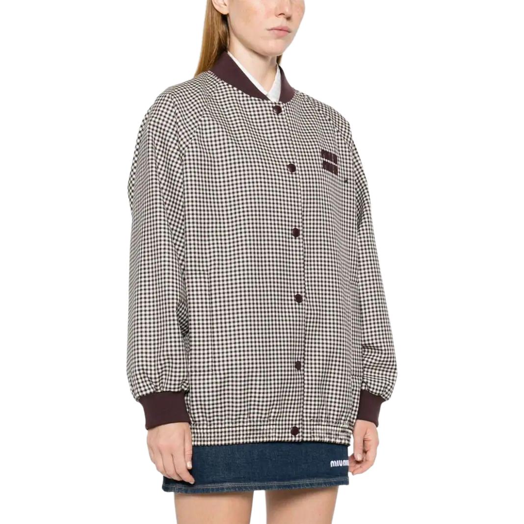 Purchase (Women) MIU MIU  Logo Applique Long-Sleeve Jacket Bordeaux Red ML1089-15Q5-FOVA5-S-OOO