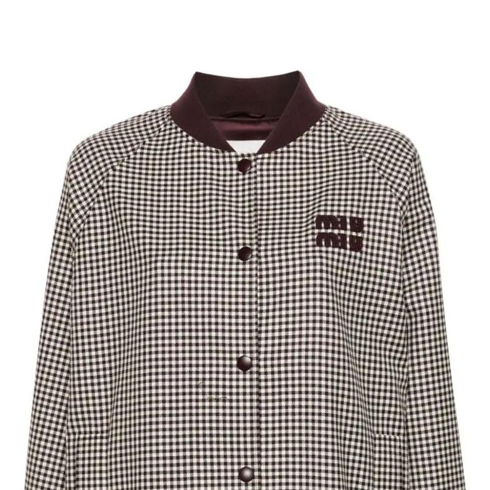 Sizing (Women) MIU MIU  Logo Applique Long-Sleeve Jacket Bordeaux Red ML1089-15Q5-FOVA5-S-OOO