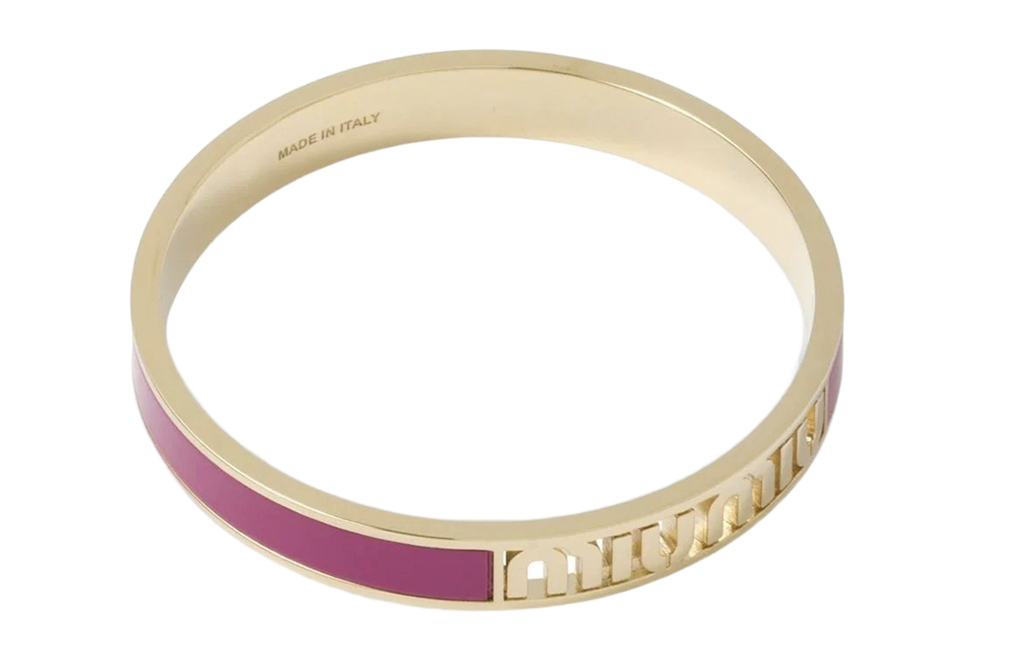 Lookbook (W) Pulsera MIU MIU con Logotipo recortado en Rosa. 5JB4072F6T