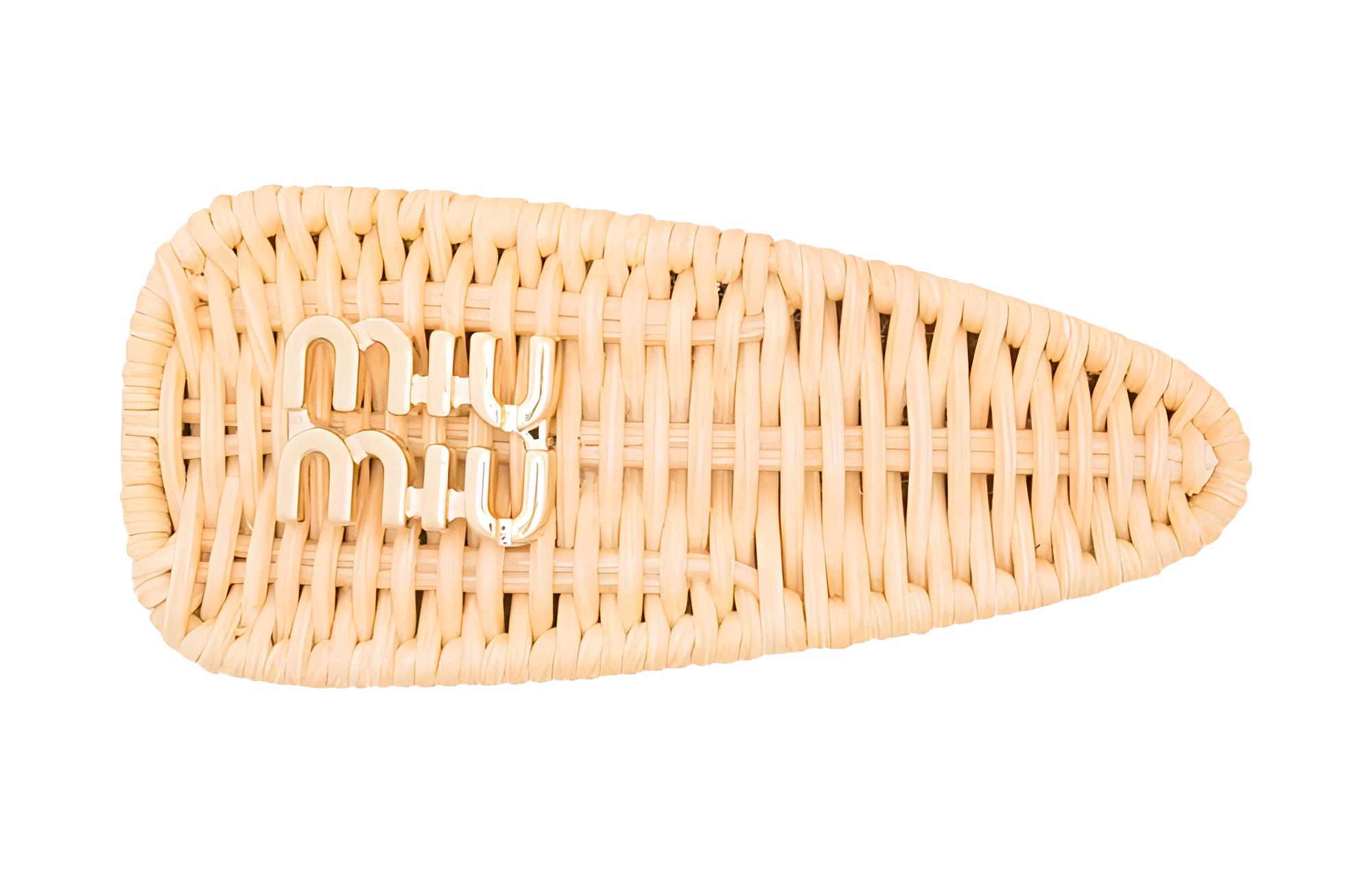 (Women) MIU MIU  Logo Design Hair Clip Yellow. 5IF0922CZSF0018