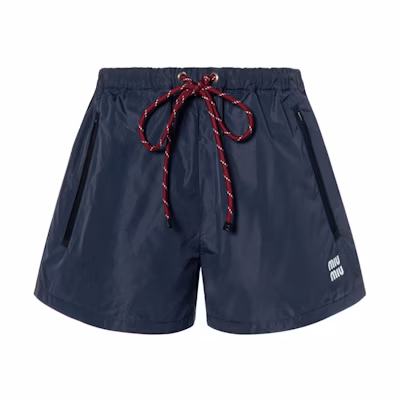 (Women) MIU MIU Logo Drawstring Casual Shorts Blue. MP1809-121I-F0008-S-OOO