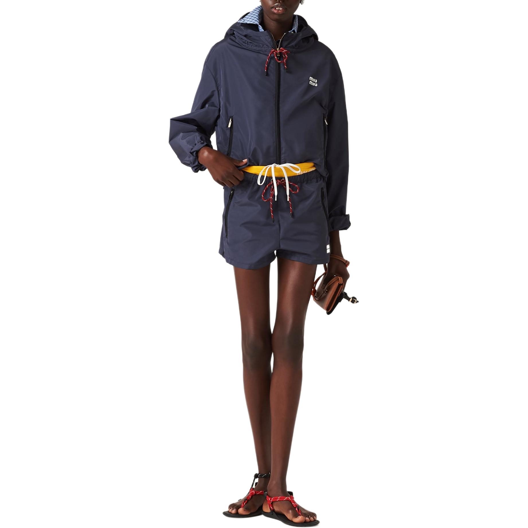 Shop (W) MIU MIU 标志束绳休闲短裤 蓝色. MP1809-121I-F0008-S-OOO