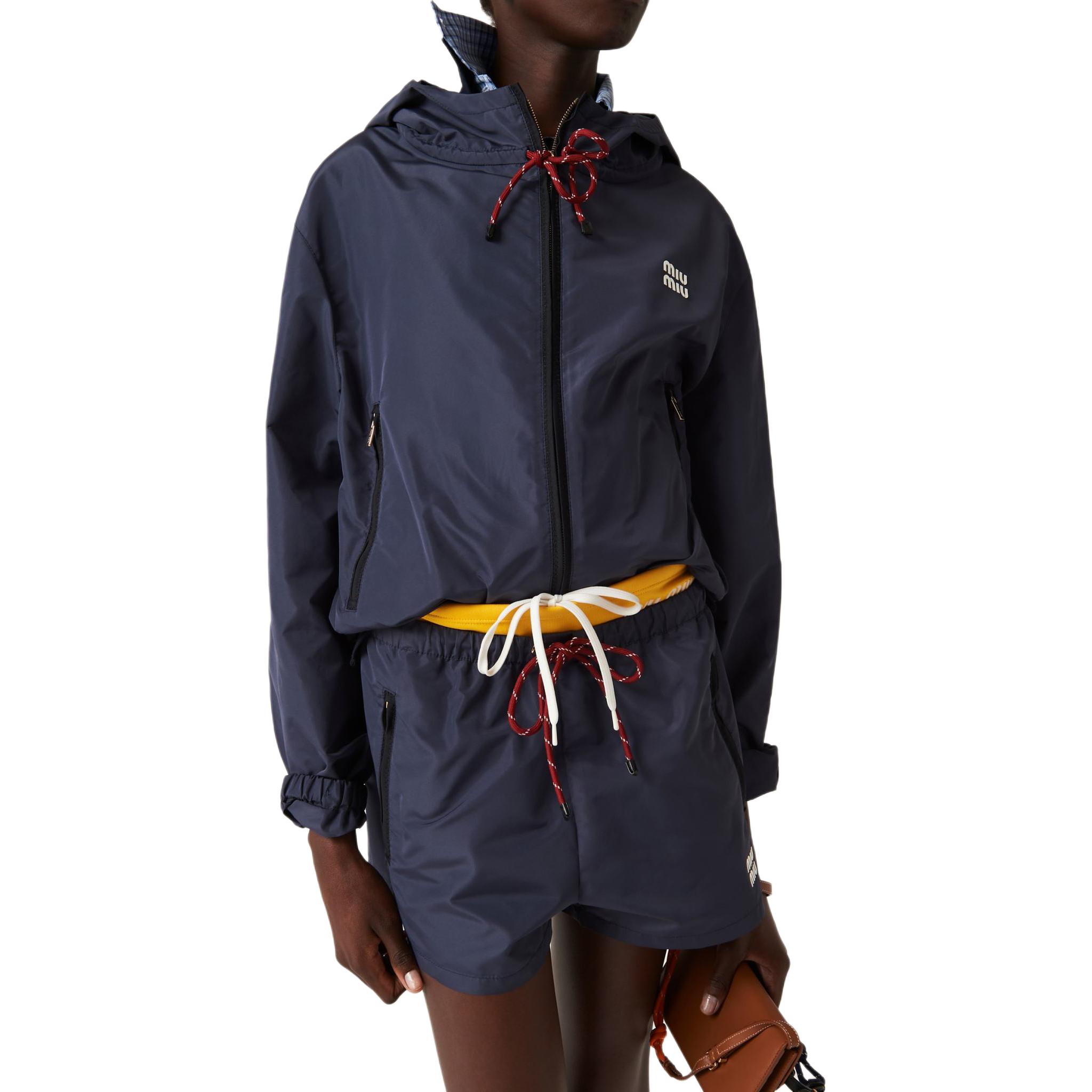 Purchase (W) MIU MIU 标志束绳休闲短裤 蓝色. MP1809-121I-F0008-S-OOO