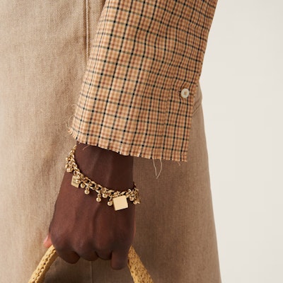 (W) MIU MIU Kemeja Kelabu Kotak Sulam Logo Butang-Up MK1842-142L-F0065-S-OOO Details for (W) MIU MIU Kemeja Kelabu Kotak Sulam Logo Butang-Up MK1842-142L-F0065-S-OOO