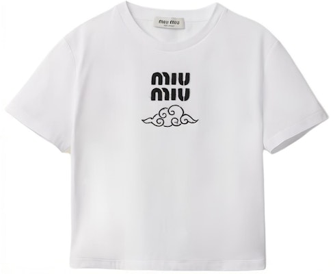 (Women) MIU MIU Logo Embroidered Cloud Short Sleeve Oversized Crop T-Shirt MJN483-14ER-F0009-S-WM1 Order (Women) MIU MIU Logo Embroidered Cloud Short Sleeve Oversized Crop T-Shirt MJN483-14ER-F0009-S-WM1