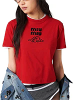 Sizing (W) MIU MIU 刺繡Logo雲朵短袖寬鬆短版上衣 MJN483-14ER-F0009-S-WM1