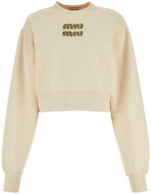 (W) MIU MIU Logo Bordir Crewneck Lengan Panjang Sweatshirt Off-White. MJL984-14AQ-F066V Buy (W) MIU MIU Logo Bordir Crewneck Lengan Panjang Sweatshirt Off-White. MJL984-14AQ-F066V