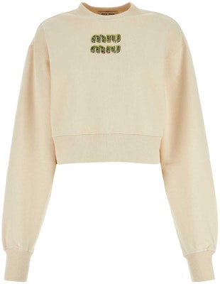 (W) MIU MIU Logo Bordir Crewneck Lengan Panjang Sweatshirt Off-White. MJL984-14AQ-F066V Order (W) MIU MIU Logo Bordir Crewneck Lengan Panjang Sweatshirt Off-White. MJL984-14AQ-F066V