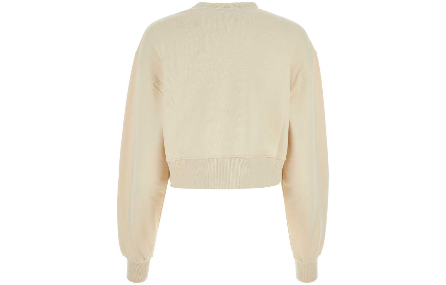 Lookbook (W) MIU MIU Logo Bordir Crewneck Lengan Panjang Sweatshirt Off-White. MJL984-14AQ-F066V