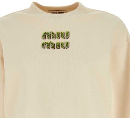 (W) MIU MIU Logo Bordir Crewneck Lengan Panjang Sweatshirt Off-White. MJL984-14AQ-F066V Shop (W) MIU MIU Logo Bordir Crewneck Lengan Panjang Sweatshirt Off-White. MJL984-14AQ-F066V