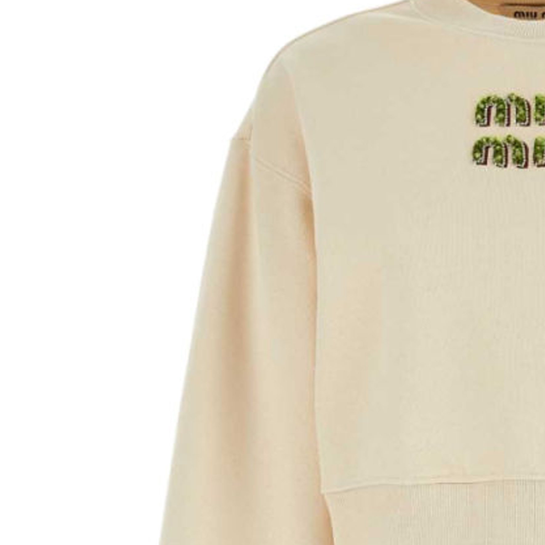 Cheap (W) MIU MIU Logo Bordir Crewneck Lengan Panjang Sweatshirt Off-White. MJL984-14AQ-F066V