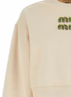 Cheap (W) MIU MIU 刺繡Logo白色長袖圓領大學T恤。 MJL984-14AQ-F066V