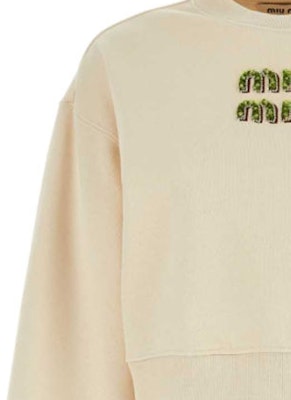 (W) MIU MIU Logo Bordir Crewneck Lengan Panjang Sweatshirt Off-White. MJL984-14AQ-F066V Cheap (W) MIU MIU Logo Bordir Crewneck Lengan Panjang Sweatshirt Off-White. MJL984-14AQ-F066V