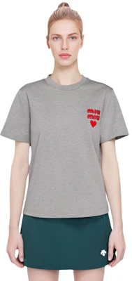 (W) 缪缪标志刺绣灰色圆领T恤 SS24 MJN499-13VL-F0031-S-WMO Shop (W) 缪缪标志刺绣灰色圆领T恤 SS24 MJN499-13VL-F0031-S-WMO