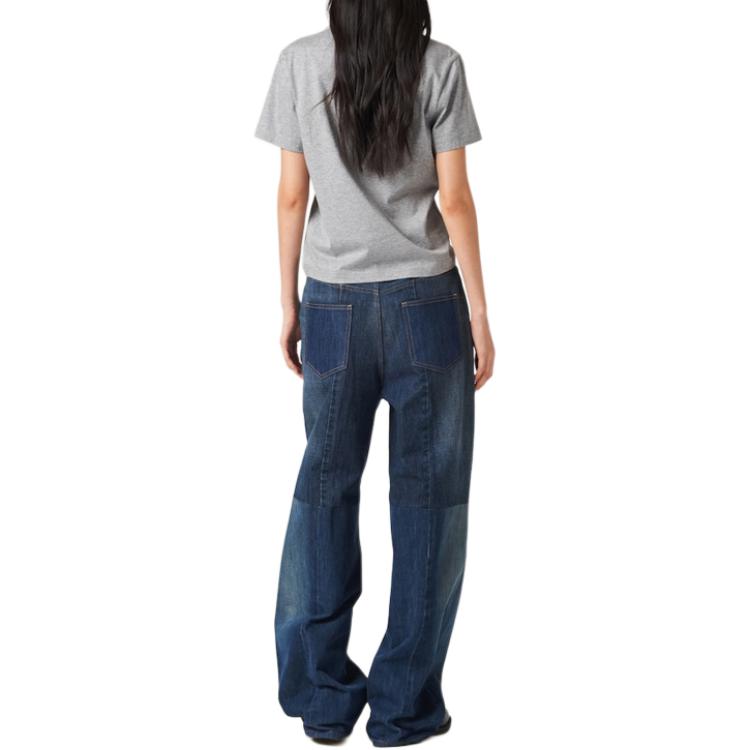 Purchase (W) 缪缪标志刺绣灰色圆领T恤 SS24 MJN499-13VL-F0031-S-WMO