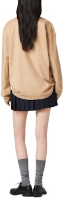 (W) MIU MIU 白色刺绣标志宽松长袖T恤。 MJL017-14RR-F0627-S-OOO Shop (W) MIU MIU 白色刺绣标志宽松长袖T恤。 MJL017-14RR-F0627-S-OOO