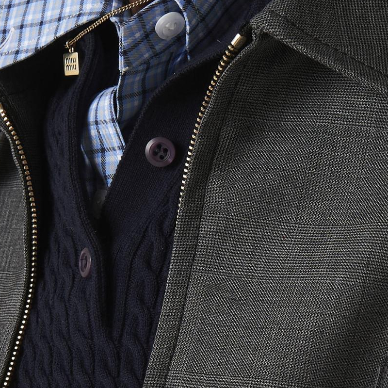 Purchase (Women) MIU MIU  Logo Embroidered Zip-Up Jacket Slate Gray. ML1052-144A-F0480-S-OOO