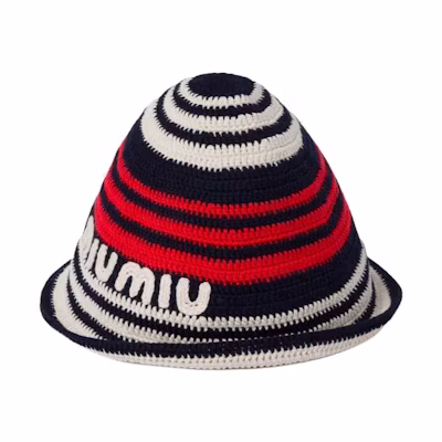 (Women) MIU MIU Logo Lettering Woven Bucket Hat Multicolor 5HC3262CQN