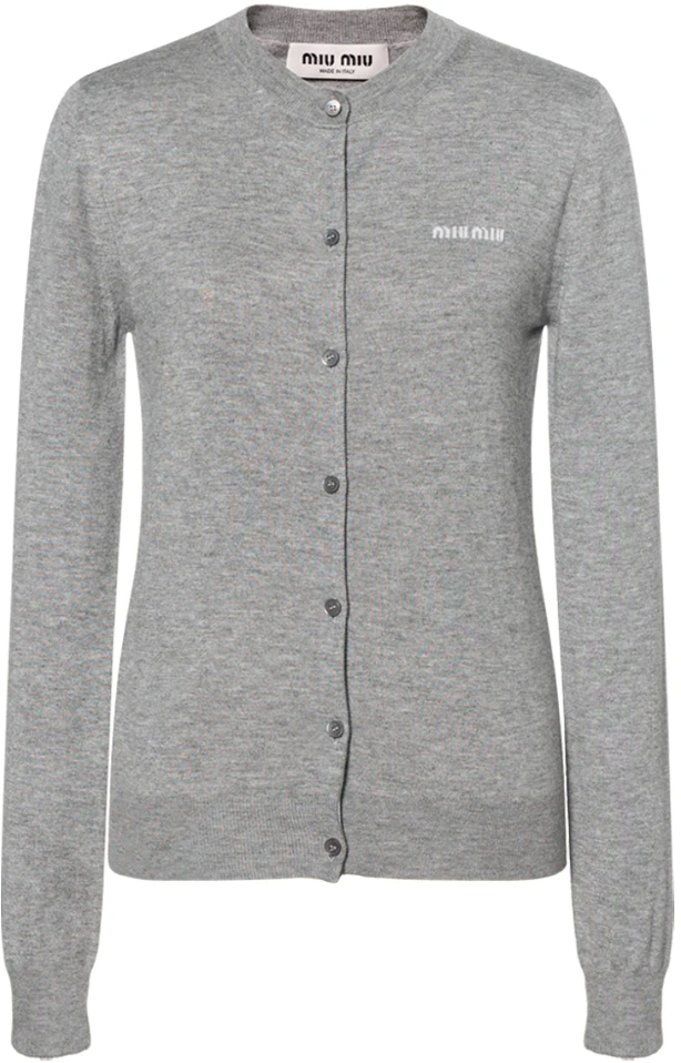 women-miu-miu-logo-print-button-up-knit-cardigan-gray-green-mmf-878-13-kw-f0031