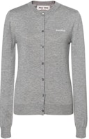 (Women) MIU MIU Logo Print Button-Up Knit Cardigan Gray Green. MMF878-13KW-F0031 (Women) MIU MIU Logo Print Button-Up Knit Cardigan Gray Green. MMF878-13KW-F0031