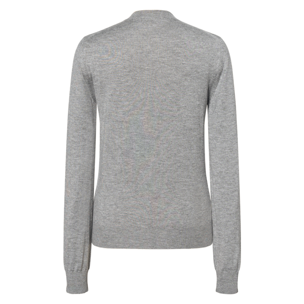 Lookbook (W) MIU MIU Kardigan Knit Butang Logo Cetak Kelabu Hijau. MMF878-13KW-F0031