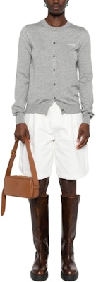 (W) MIU MIU Kardigan Knit Butang Logo Cetak Kelabu Hijau. MMF878-13KW-F0031 Shop (W) MIU MIU Kardigan Knit Butang Logo Cetak Kelabu Hijau. MMF878-13KW-F0031