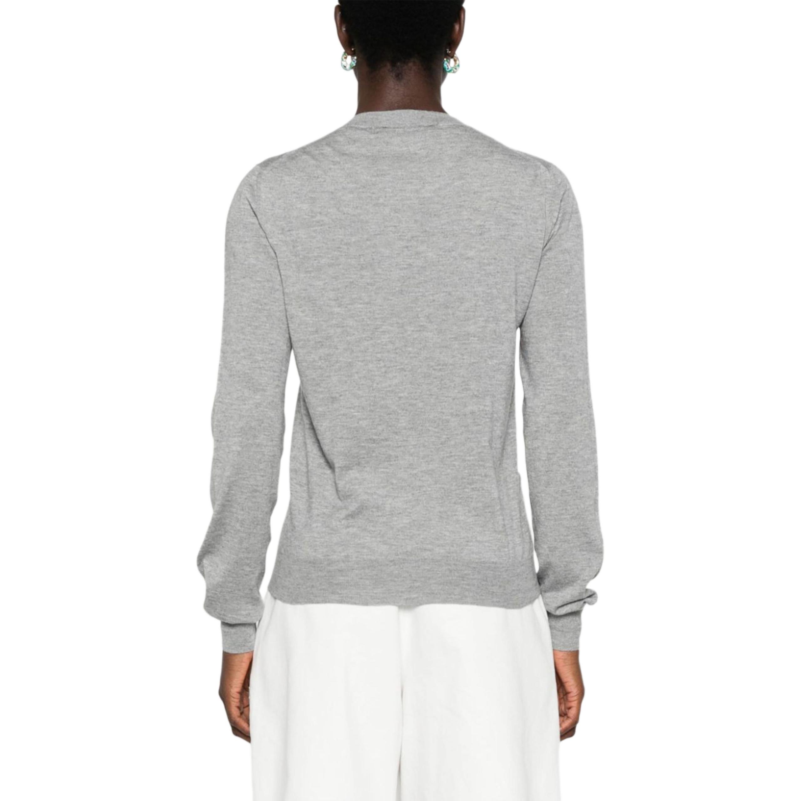 Purchase (W) MIU MIU Kardigan Knit Butang Logo Cetak Kelabu Hijau. MMF878-13KW-F0031