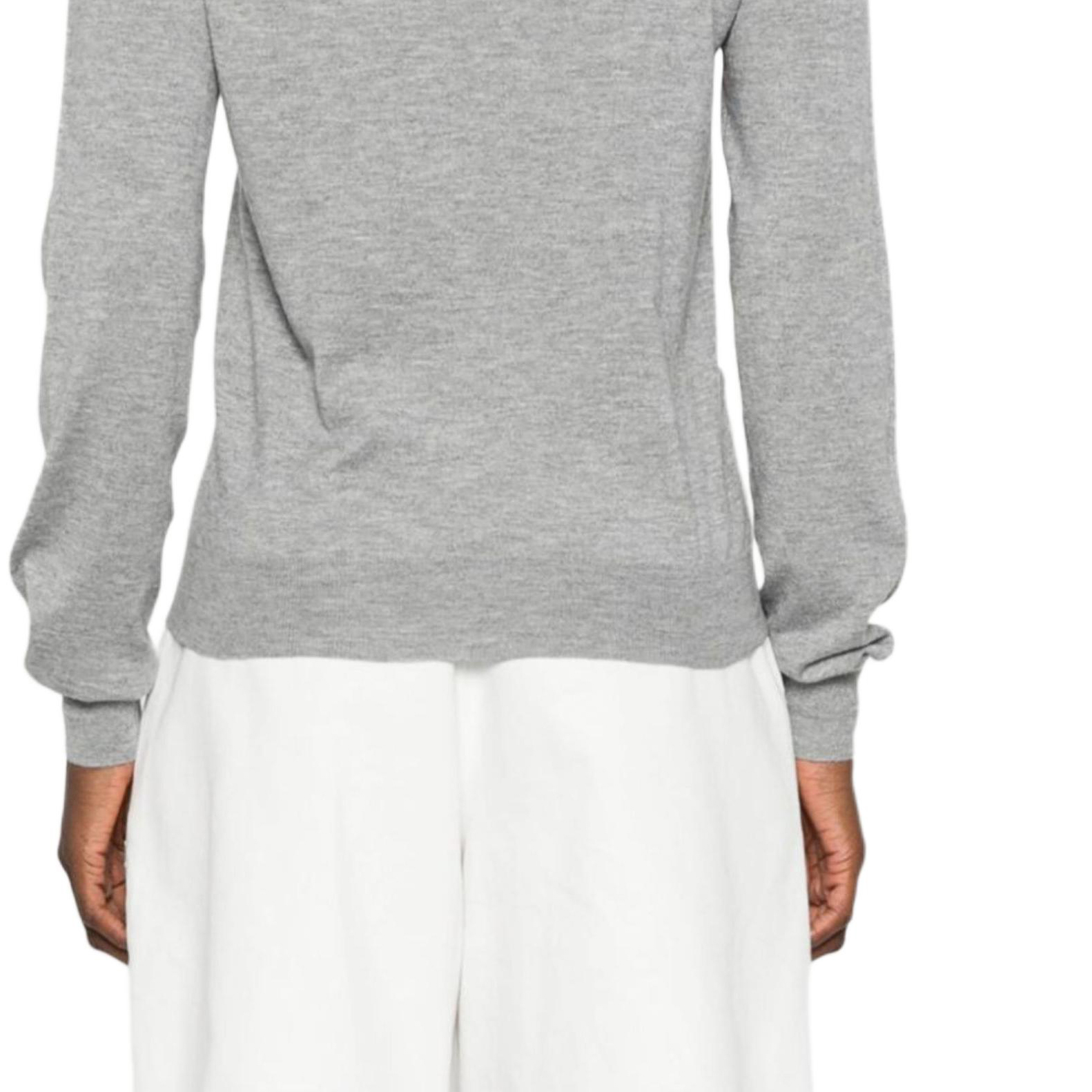 Sizing (W) MIU MIU Kardigan Knit Butang Logo Cetak Kelabu Hijau. MMF878-13KW-F0031