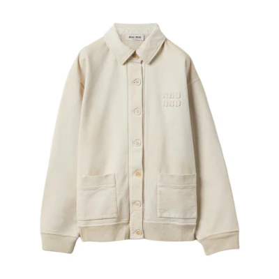 (Women) MIU MIU Logo Print Loose Fit Jacket Chalk White MJL009-14RU-F0K74-S-OOO