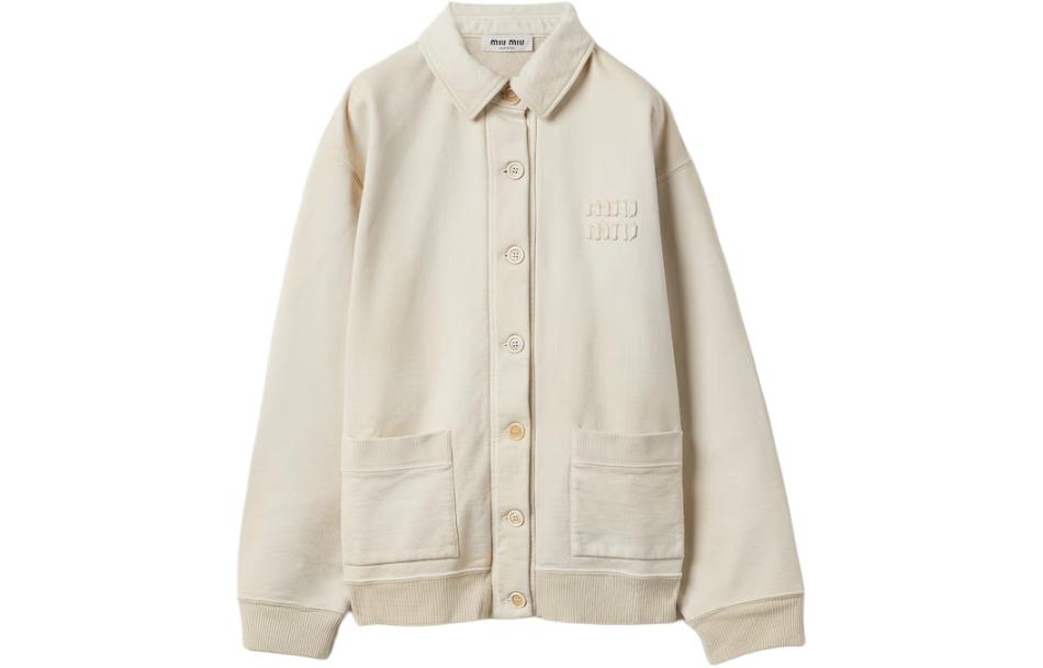 Order (W) MIU MIU 标志印花宽松外套 粉笔白 MJL009-14RU-F0K74-S-OOO