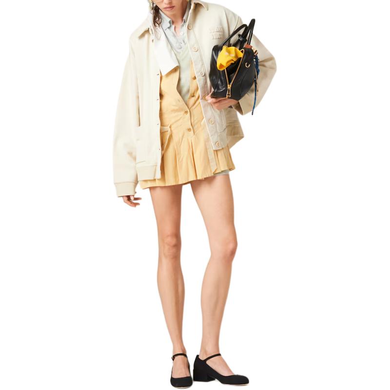 Lookbook (W) MIU MIU 标志印花宽松外套 粉笔白 MJL009-14RU-F0K74-S-OOO