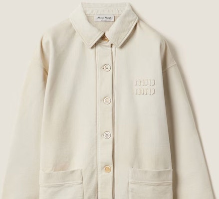 (W) MIU MIU 标志印花宽松外套 粉笔白 MJL009-14RU-F0K74-S-OOO Sizing (W) MIU MIU 标志印花宽松外套 粉笔白 MJL009-14RU-F0K74-S-OOO