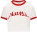 Buy (Women) MIU MIU Logo Print Short Sleeve Cropped T-Shirt White - SS24. MJN520-14ES-F0970